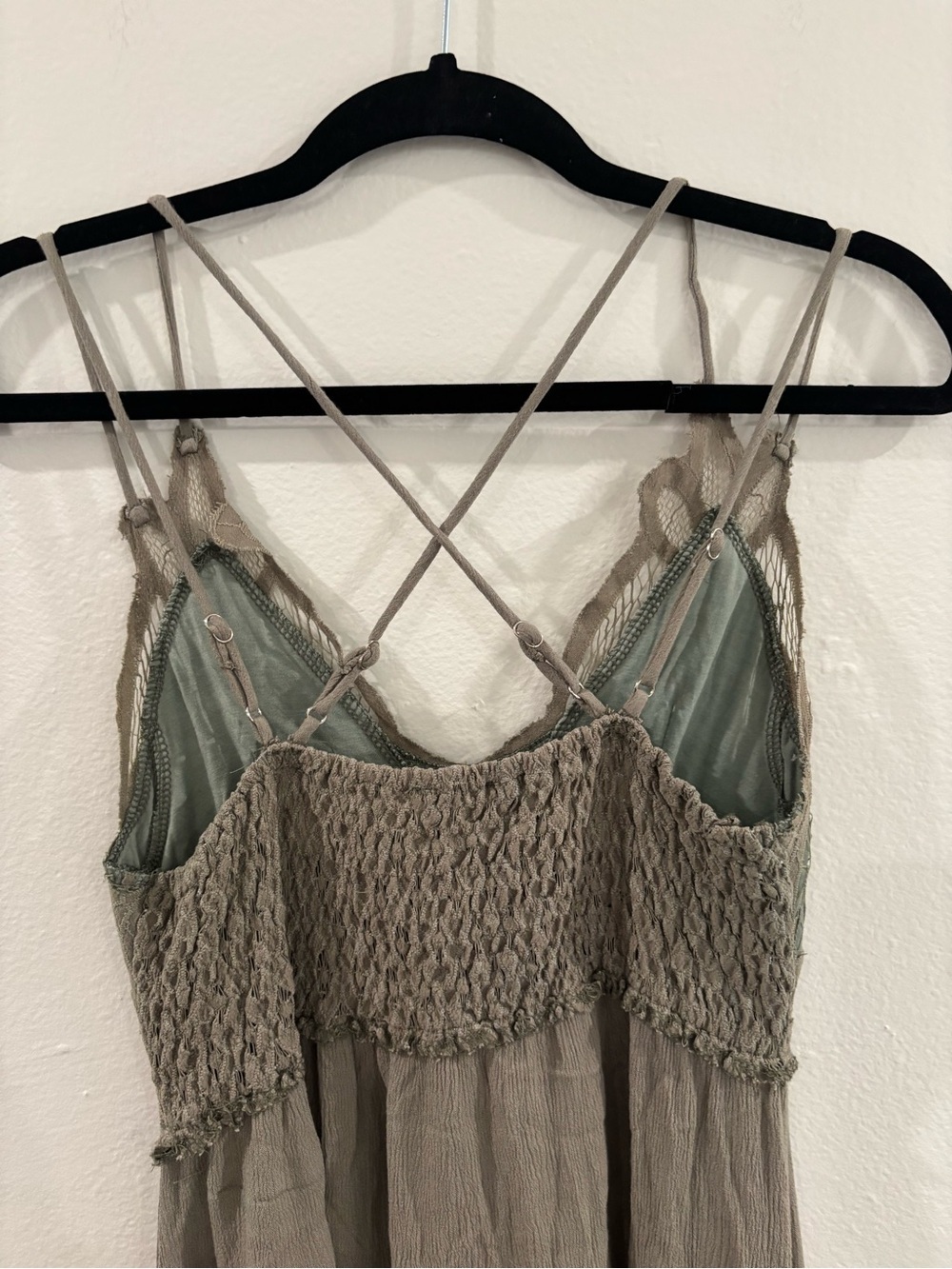 LA MIEL Olive Green Lace-Trim High-Low Slip Dress - Picture 8 of 14